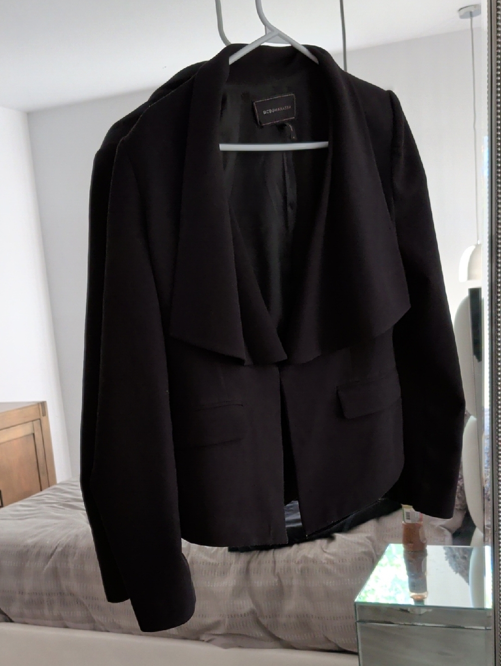 BCBGMaxAzria Black Draped Open-Front Blazer